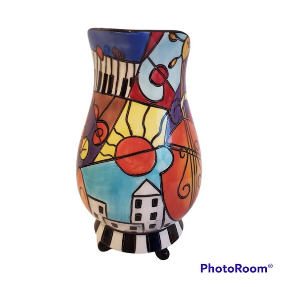 Studio Designworks Music Piano Instruments Colorful Whimsical Abstract Pitcher - Picture 3 of 8
